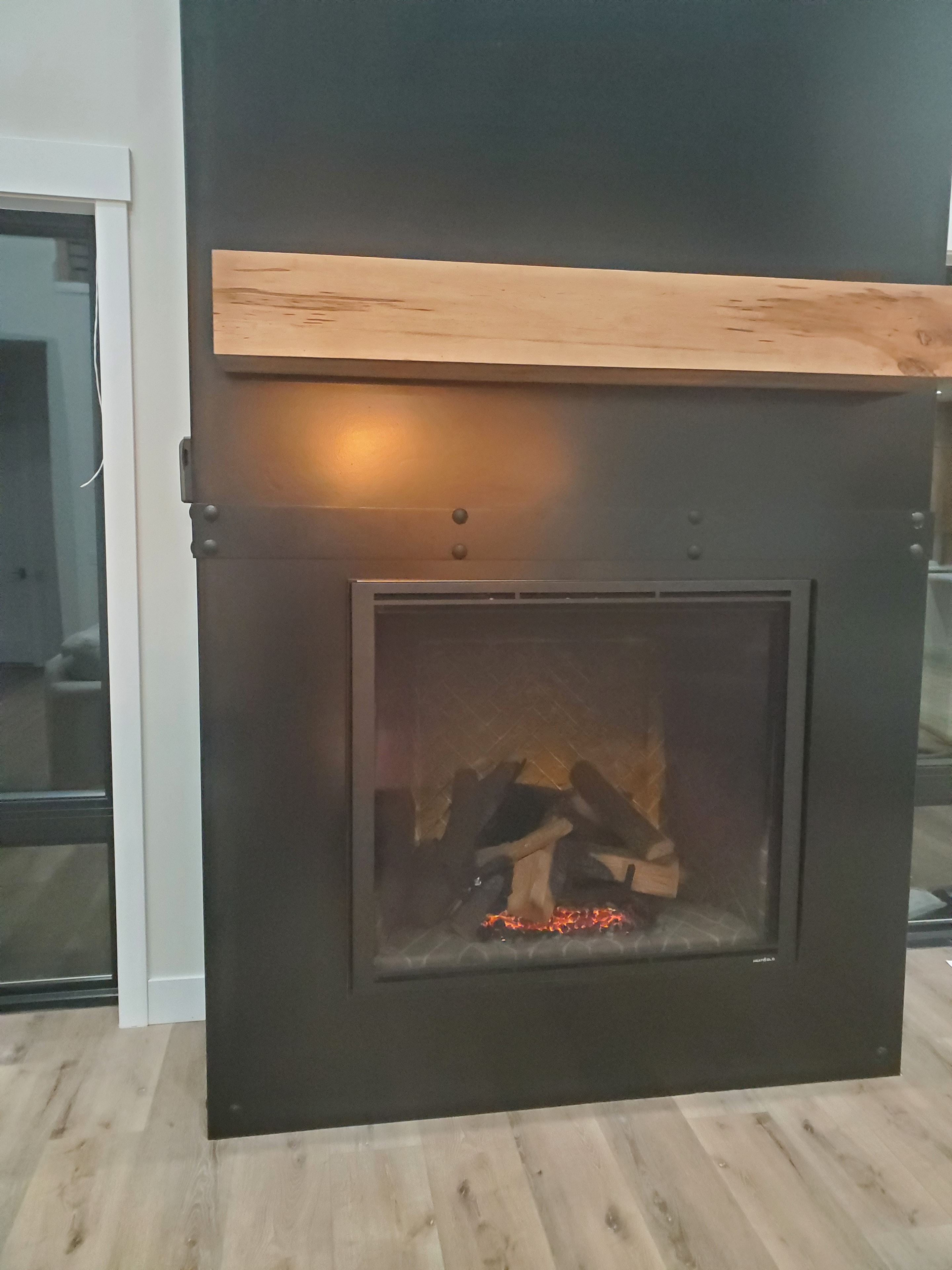 Custom Steel Fireplace — Live Edge